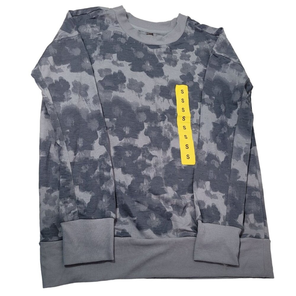 Mondetta Women Camouflage Print Crewneck Long Sleeve Sweatshirt Gray Size Small - Picture 3 of 11